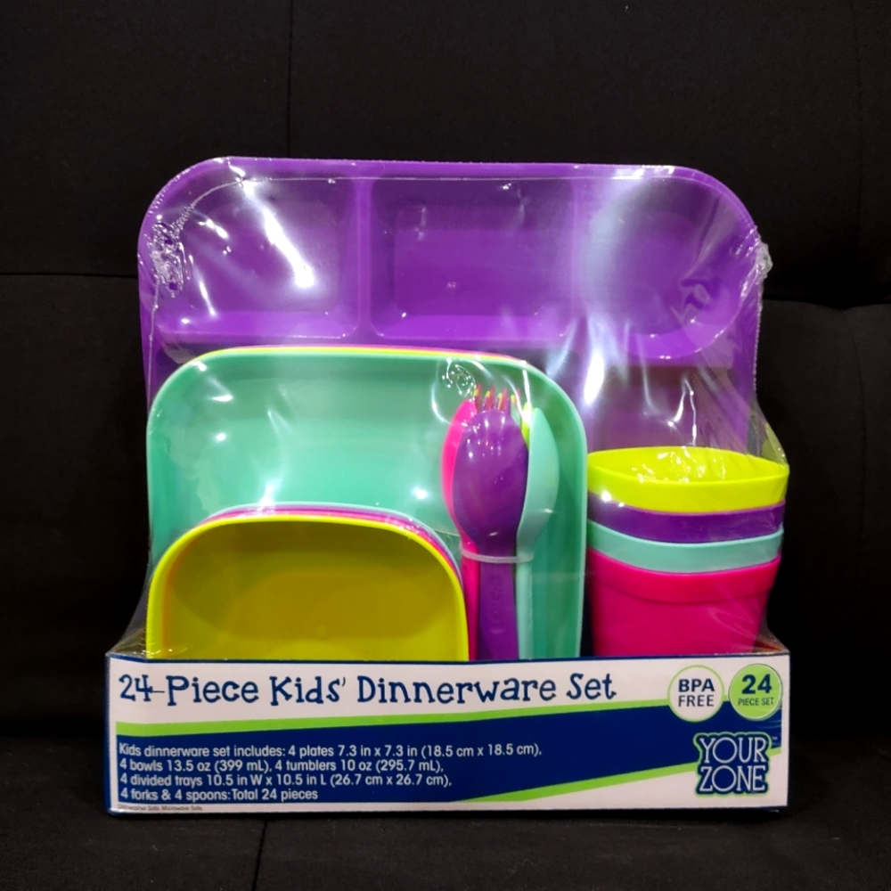 24 Piece Kids Dinnerware Set